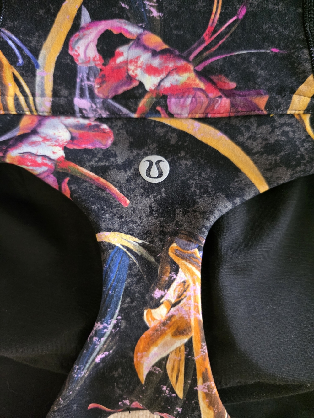 lululemon athletica Black Sports Bra with Pink, Yellow & Purple Floral Accents - Picture 4 of 6